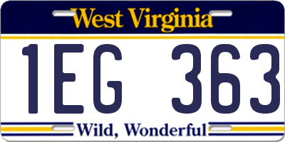 WV license plate 1EG363