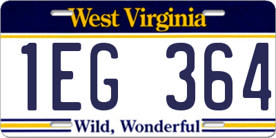 WV license plate 1EG364