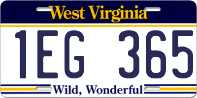 WV license plate 1EG365