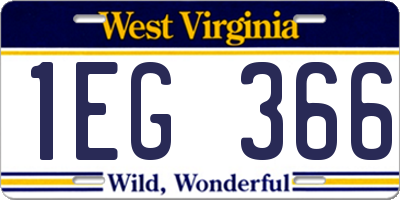WV license plate 1EG366