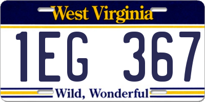 WV license plate 1EG367