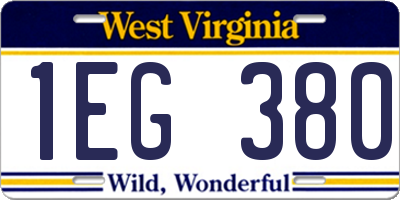 WV license plate 1EG380