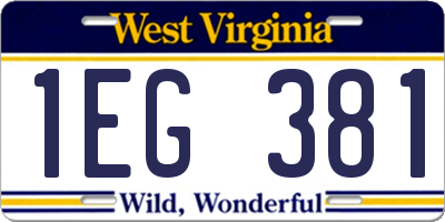 WV license plate 1EG381
