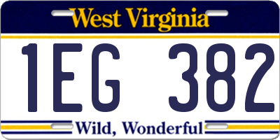WV license plate 1EG382