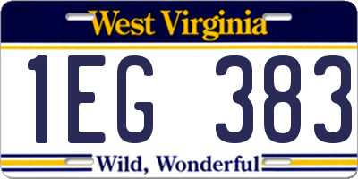 WV license plate 1EG383