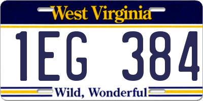 WV license plate 1EG384