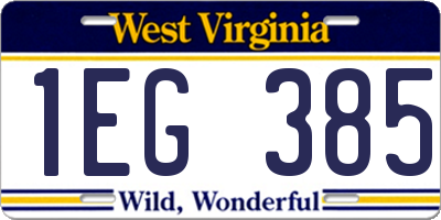 WV license plate 1EG385