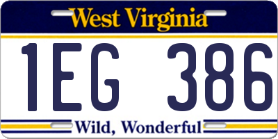 WV license plate 1EG386