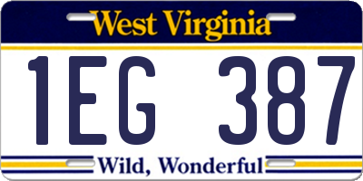 WV license plate 1EG387