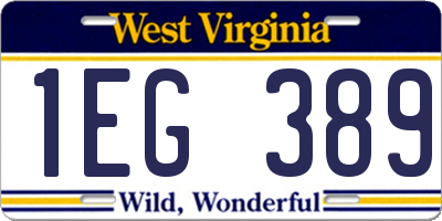 WV license plate 1EG389
