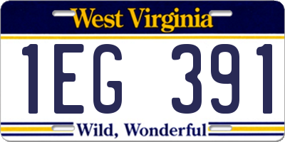 WV license plate 1EG391