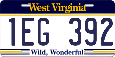 WV license plate 1EG392
