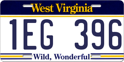 WV license plate 1EG396