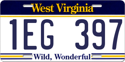 WV license plate 1EG397