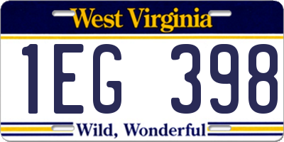 WV license plate 1EG398