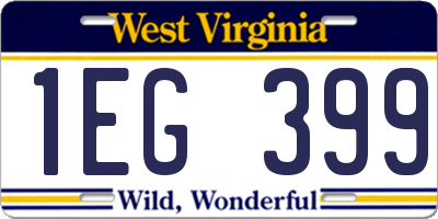 WV license plate 1EG399