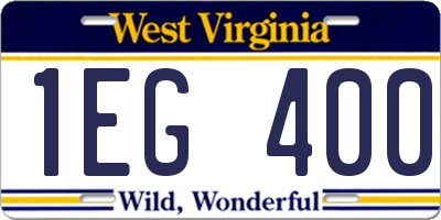 WV license plate 1EG400