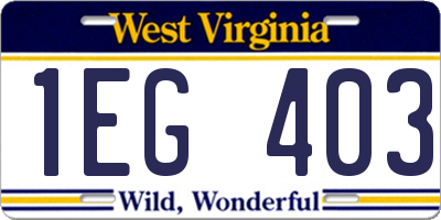 WV license plate 1EG403