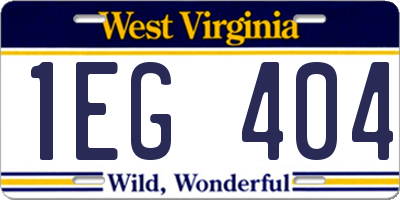 WV license plate 1EG404