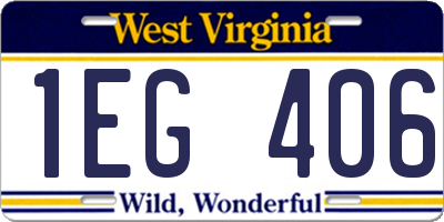 WV license plate 1EG406
