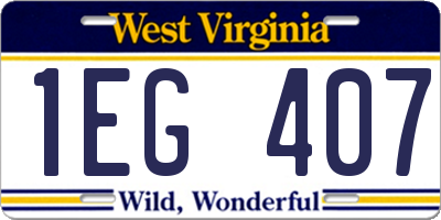 WV license plate 1EG407
