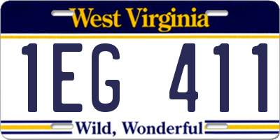 WV license plate 1EG411