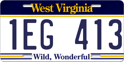 WV license plate 1EG413