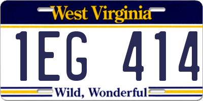 WV license plate 1EG414