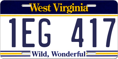 WV license plate 1EG417
