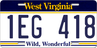 WV license plate 1EG418