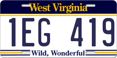 WV license plate 1EG419