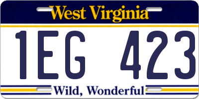 WV license plate 1EG423