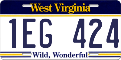 WV license plate 1EG424