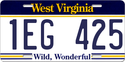 WV license plate 1EG425