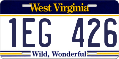 WV license plate 1EG426