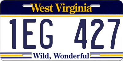 WV license plate 1EG427