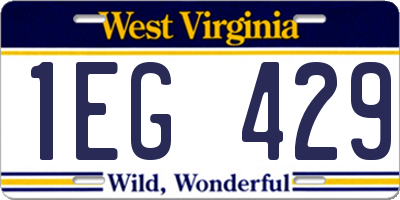 WV license plate 1EG429