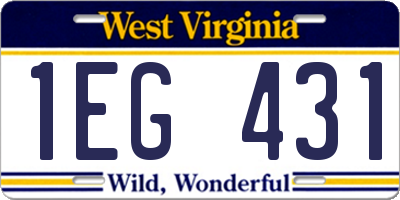 WV license plate 1EG431