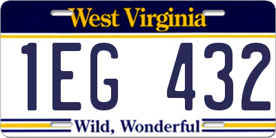 WV license plate 1EG432