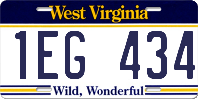 WV license plate 1EG434