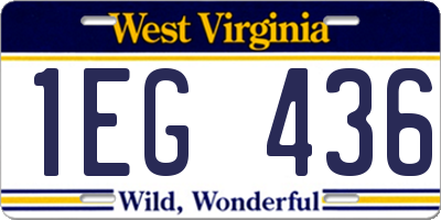 WV license plate 1EG436
