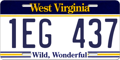 WV license plate 1EG437