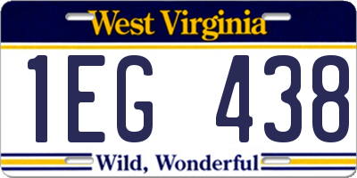 WV license plate 1EG438