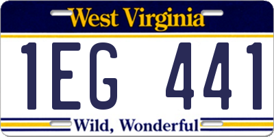 WV license plate 1EG441