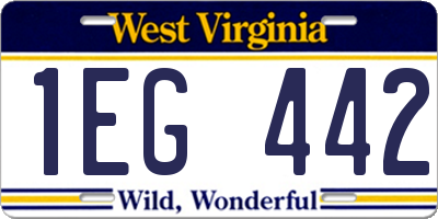 WV license plate 1EG442