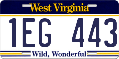WV license plate 1EG443