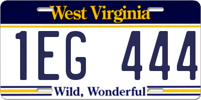 WV license plate 1EG444