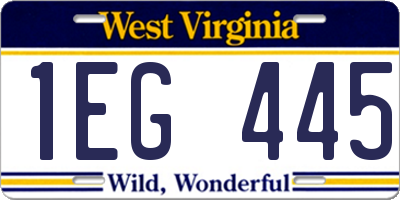 WV license plate 1EG445
