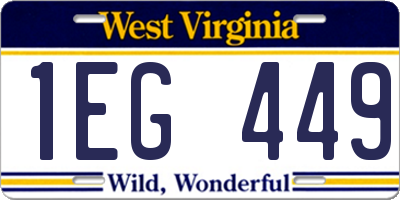 WV license plate 1EG449