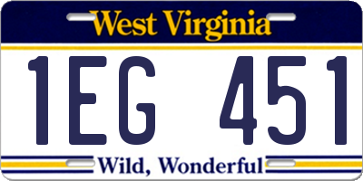 WV license plate 1EG451